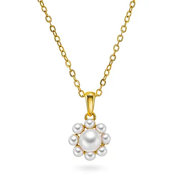 Perleblomst smykke i 925 forgylt sølv