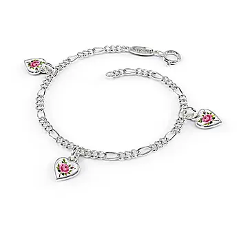 Armbånd til barn i 925 sølv med rose hjerter