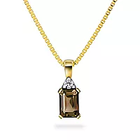 Michelle smykke i 585 gult gull med diamant 0,05 ct og røykkvarts
