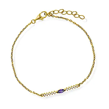 Pan Jewelry, Armbånd i 925 forgylt sølv med lilla zirkonia