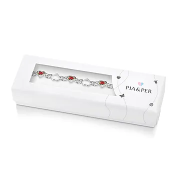 Bilde nummer 2 av Armbånd til barn i 925 sølv med rose og hvite hjerter