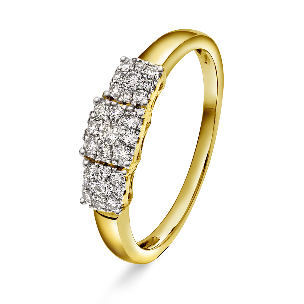 Line diamantring i 375 gult gull 0,25 ct