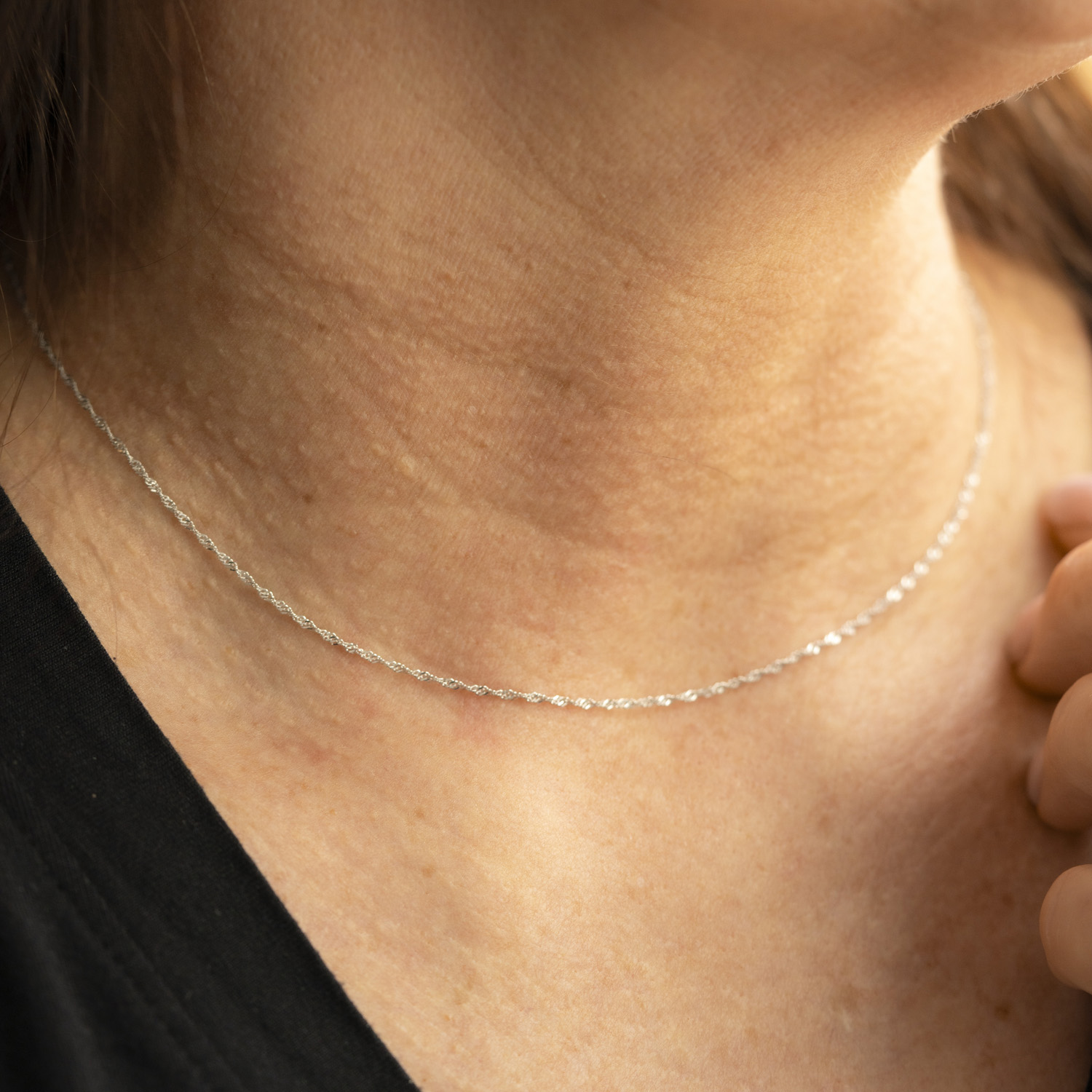 Bilde nummer 2 av Pan Jewelry, Singapore kjede i 925 rhodinert sølv, 50 cm