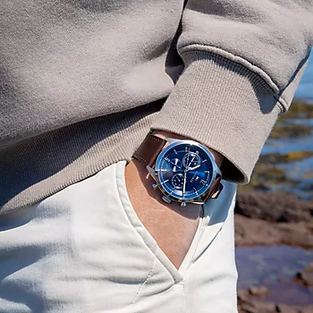 Bilde nummer 4 av Tommy Hilfiger, Matthew herreklokke i stål med brun skinnrem