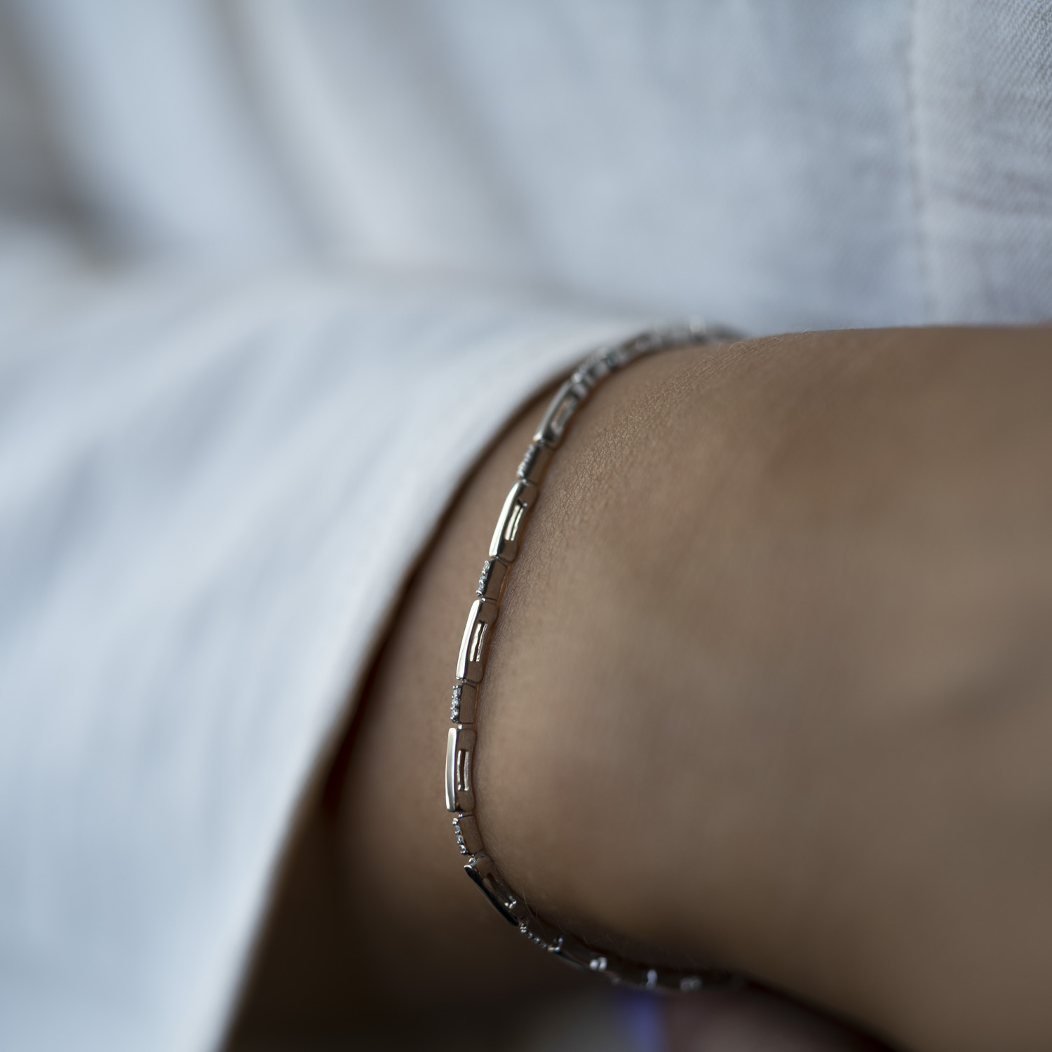 Bilde nummer 4 av Pan Jewelry, Armbånd i 585 hvitt gull med diamanter 0,10 ct