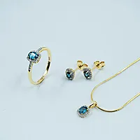 Bilde nummer 3 av Diamantøredobber i 585 gult gull 0,08 ct med topas