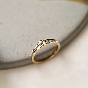Bilde nummer 3 av Pan Jewelry, Ring i 585 gult og hvitt gull med hjerte og diamanter 0,06 ct