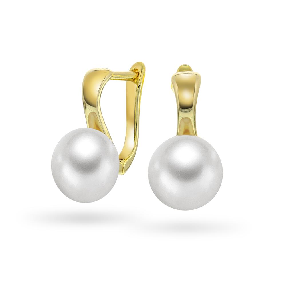 Pan Jewelry, Øredobber i forgylt 925 sølv med syntetisk perle