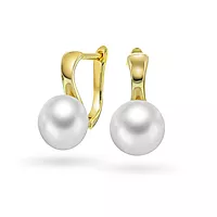 Pan Jewelry, Øredobber i forgylt 925 sølv med syntetisk perle