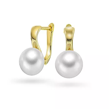Pan Jewelry, Øredobber i forgylt 925 sølv med syntetisk perle