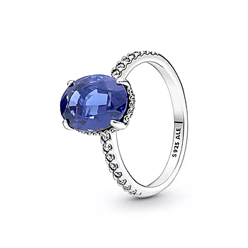 Pandora Timeless, Ring i 925 sølv med blå krystall
