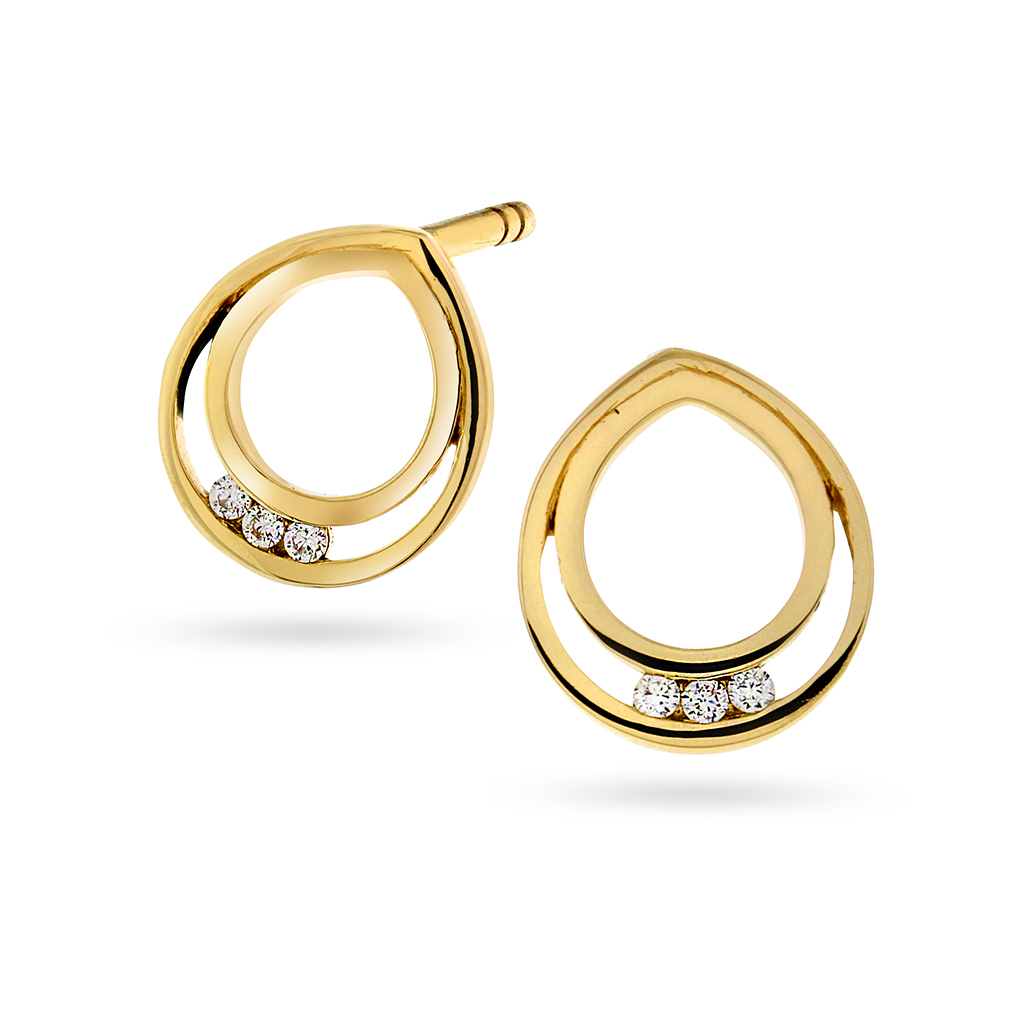 Pan Jewelry, Øredobber i 585 gult gull med zirkonia