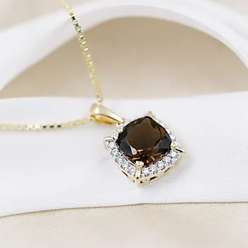 Bilde nummer 2 av Siena diamantanheng i 585 gult gull 0,18 ct med røykkvarts