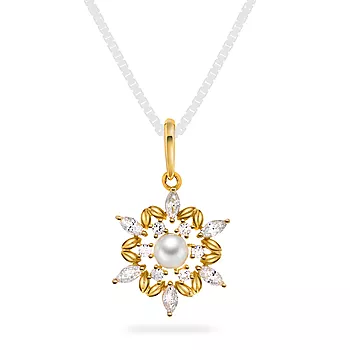 Pan Jewelry, Anheng i 585 gult gull med zirkonia og ferskvannsperle