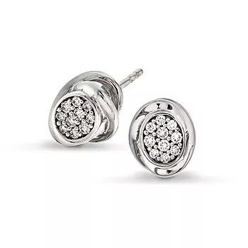 Pan Jewelry, Øredobber i 585 hvitt gull med diamanter 0,15 ct