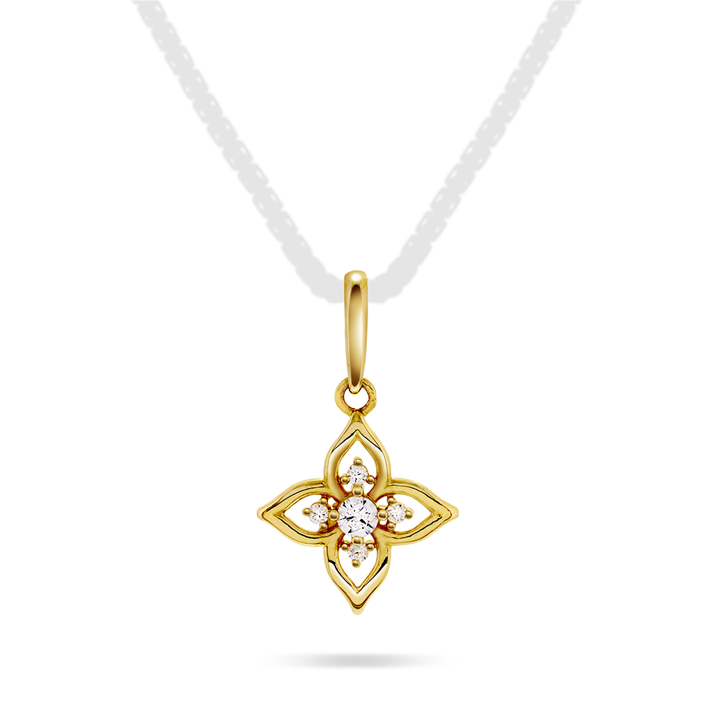 Pan Jewelry, Anheng i 585 gult gull med zirkonia og blomst