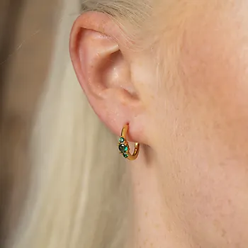 Bilde nummer 2 av Pan Jewelry, Rio Radiance øredobber i forgylt 925 sølv med grønn zirkonia