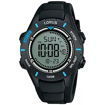 Lorus, Barneklokke med digital visning og sort silikonrem