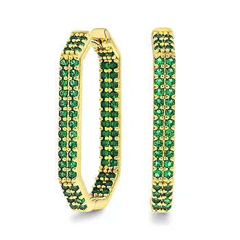 Janne Formoe by Pan Jewelry, Øreringer i 925 forgylt sølv med grønne zirkonia