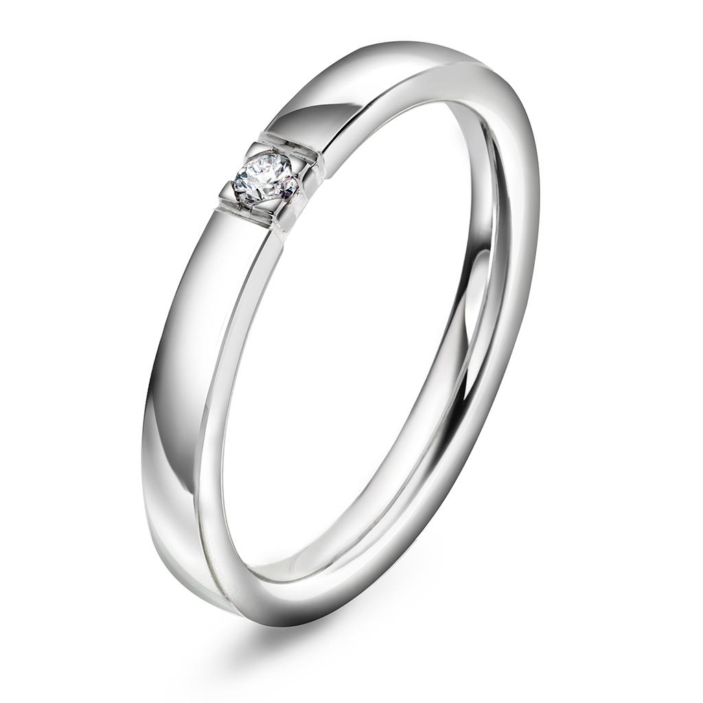 Pan Jewelry, Lady alliansering i 585 hvitt gull med diamant 0,05 ct TWSI