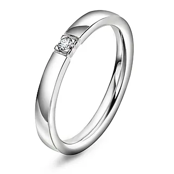 Pan Jewelry, Lady alliansering i 585 hvitt gull med diamant 0,05 ct TWSI