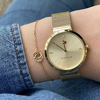 Bilde nummer 2 av Tommy Hilfiger, Liberty dameklokke med gullfarget meshlenke