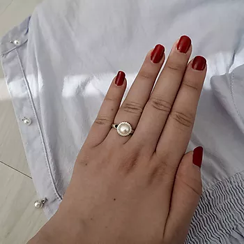 Bilde nummer 3 av Pan Jewelry, Ring i 925 sølv med ferskvannsperle og zirkonia