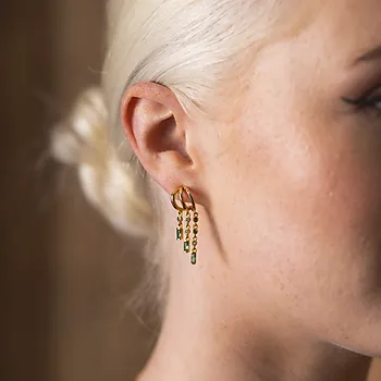 Bilde nummer 3 av Pan Jewelry, Rio Radiance øredobber i forgylt 925 sølv med grønn zirkonia