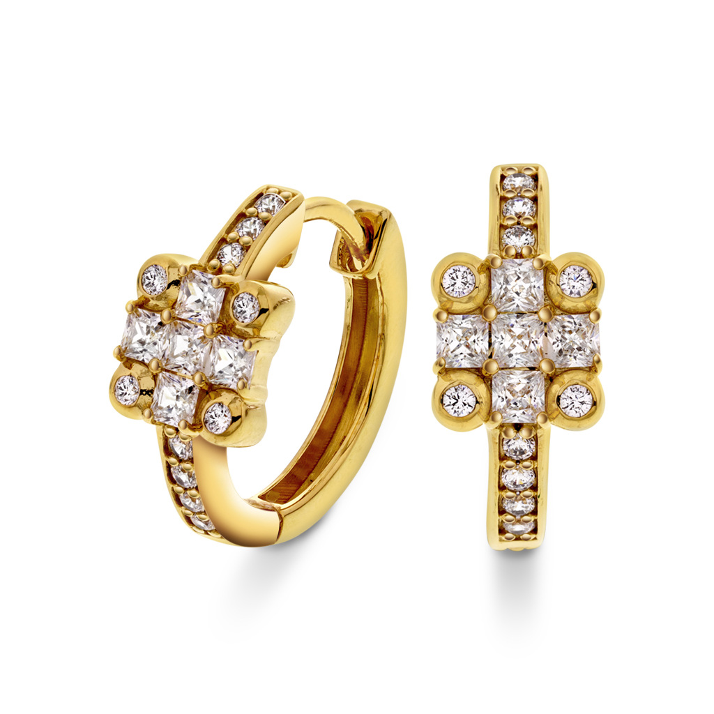 Pan Jewelry, Øreringer i forgylt 925 sølv med zirkonia