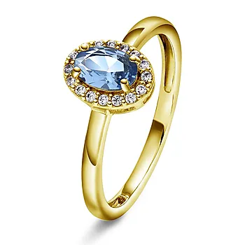 Pan Jewelry, Athens Charm ring i forgylt 925 sølv med syntetisk blå spinell
