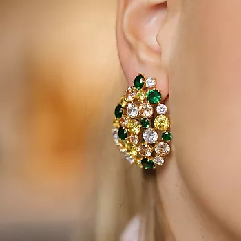 Bilde nummer 3 av Janne Formoe by Pan Jewelry, Store øredobber i forgylt sølv med fargede zirkonia
