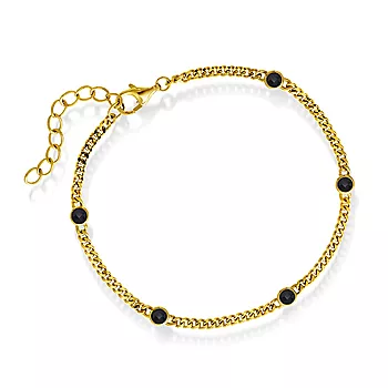 Pan Jewelry, Armbånd i forgylt 925 sølv med sorte zirkonia