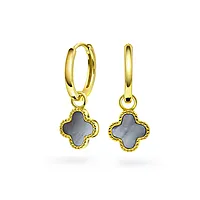 Pan Jewelry, Kløver øreringer i forgylt 925 sølv med grå perlemor kløver
