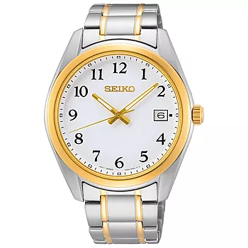 Seiko, Basic herreklokke med stållenke og gulldetaljer