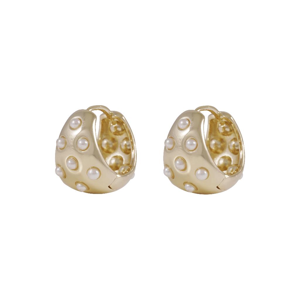 Snö Of Sweden Soap Pearl Oval Ring Earring Gold/White