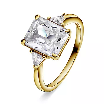 Pan Jewelry, Ring i forgylt 925 sølv med zirkonia
