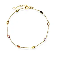 Pan Jewelry, Armbånd i 585 gult  gull med fargede zirkonia