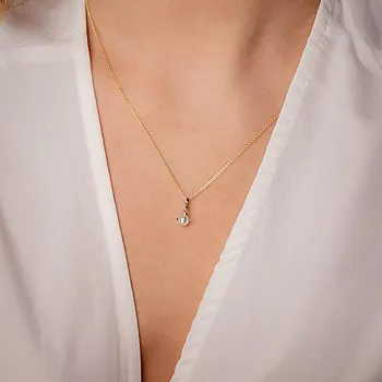 Bilde nummer 2 av Anheng i 585 gult gull med ferskvannsperle