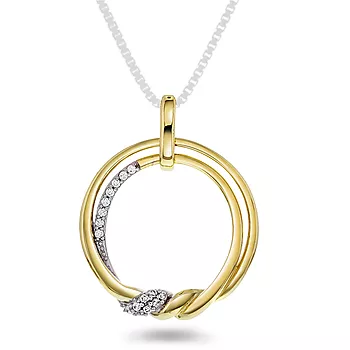 Pan Jewelry, Anheng i 585 gult gull med zirkonia og sirkel med flettemønster