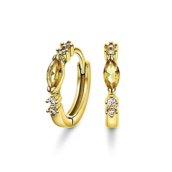 Pan Jewelry, Øreringer i forgylt 925 sølv med gyllen zirkonia