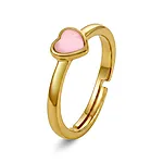 Ring til barn i 925 forgylt sølv med rosa hjerte