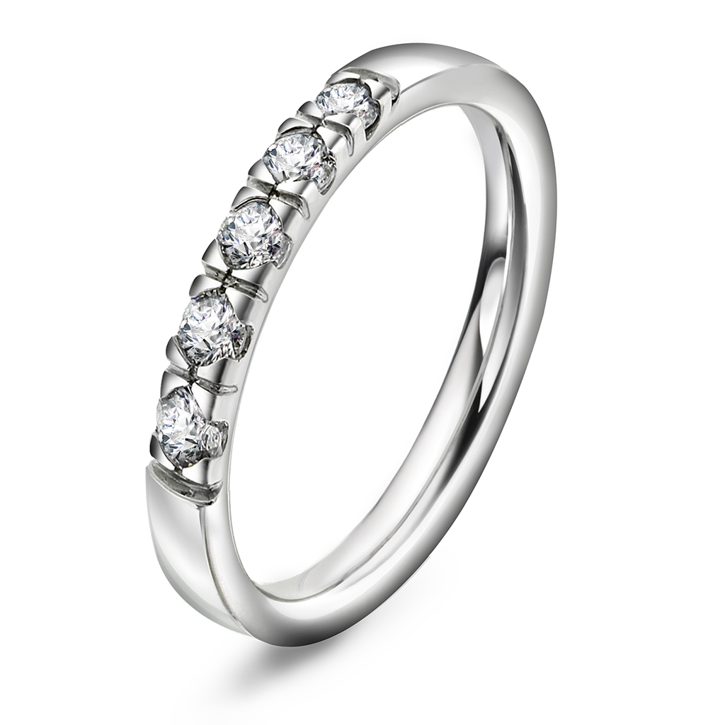 Pan Jewelry, Lady alliansering i 585 hvitt gull med diamant 0,25 ct TWSI
