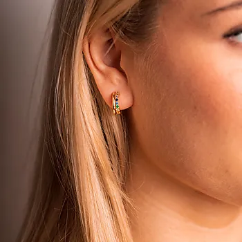 Bilde nummer 3 av Pan Jewelry, Øredobber i forgylt 925 sølv med farget zirkonia