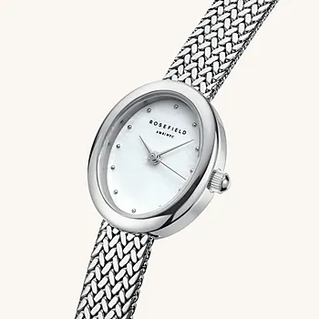 Bilde nummer 2 av Rosefield, Mini Oval Dameklokke med mesh stållenke