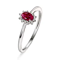 Gold Collection, Ring i 585 hvitt gull med diamanter 0,04 ct og rubin