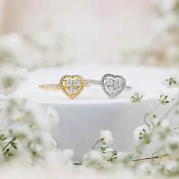 Bilde nummer 3 av Pan Jewelry, Ring med hjerte i forgylt 925 sølv med zirkonia