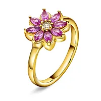 Lush ring i 925 forgylt sølv med blomst