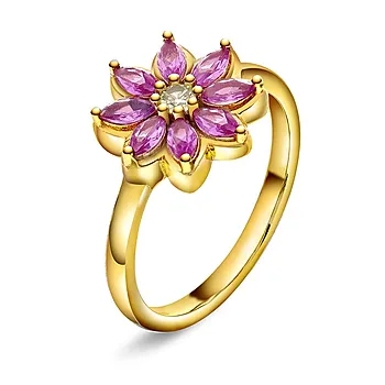 Lush ring i 925 forgylt sølv med blomst
