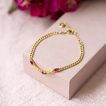 Bilde nummer 3 av Janne Formoe by Pan Jewelry, Armbånd i forgylt 925 sølv med rosa zirkonia
