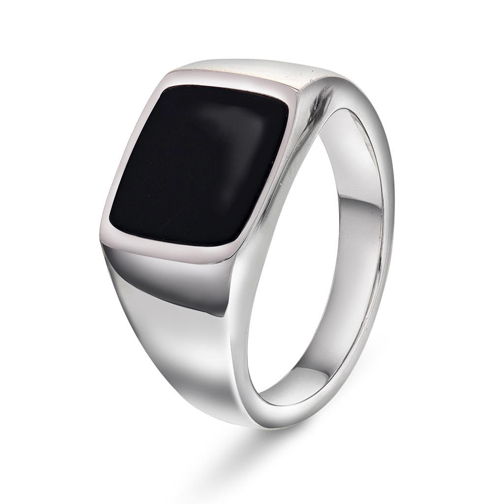 Black ring i sølv med sort onyx, størrelse Black ring i sølv med sort onyx, 70